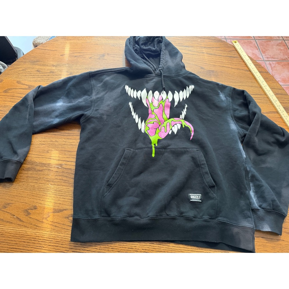 Grizzly Griptape Mens Black Monster Mouth Graphic Pullover Hoodie Sweatshirt